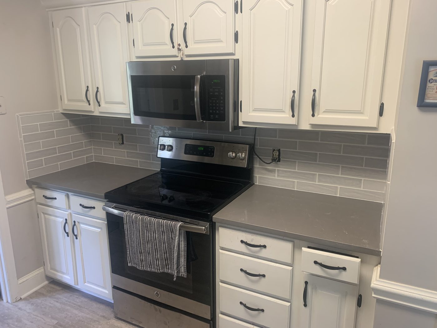 Wood-look luxury vinyl plank in a renovated kitchen