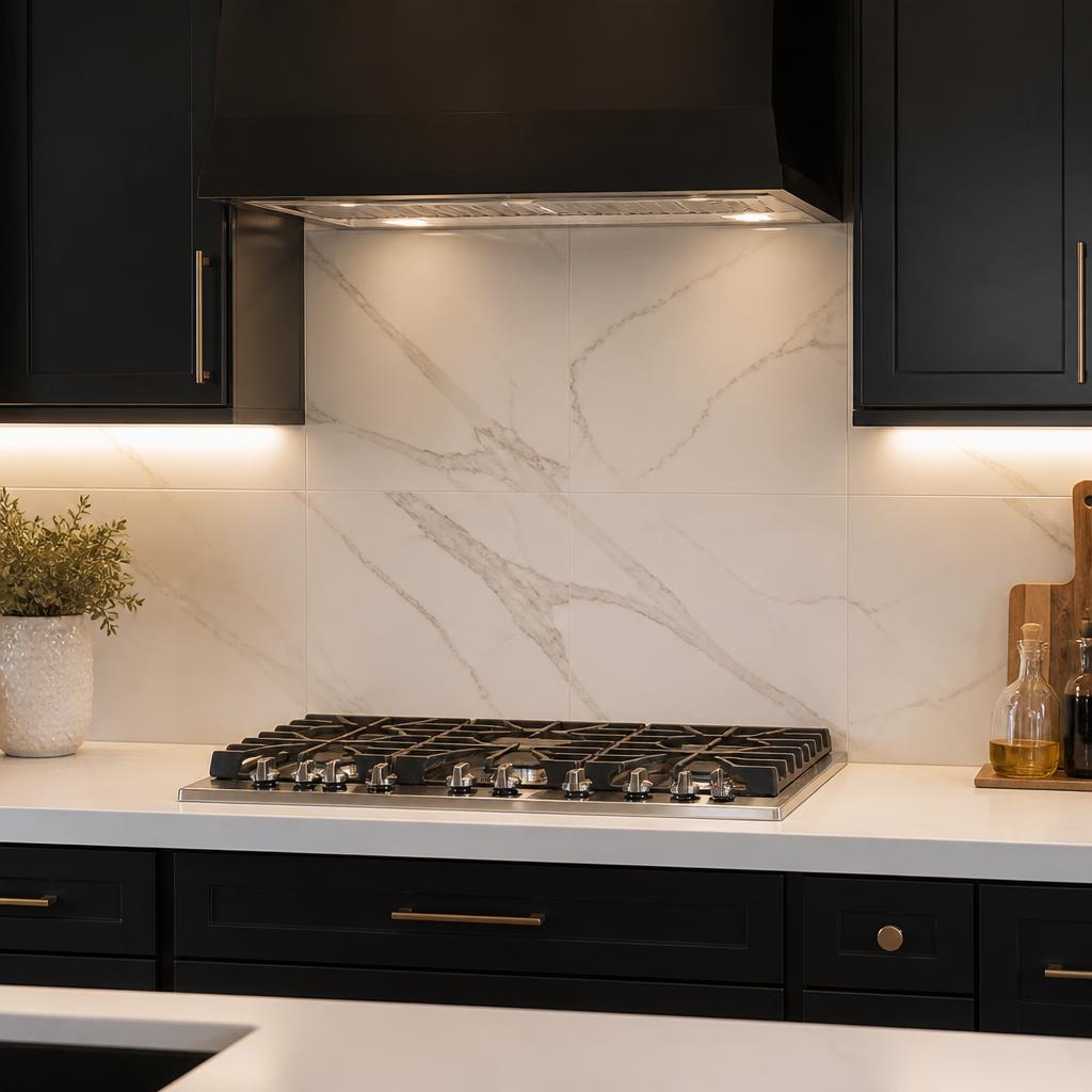 Where wall tile changes a room